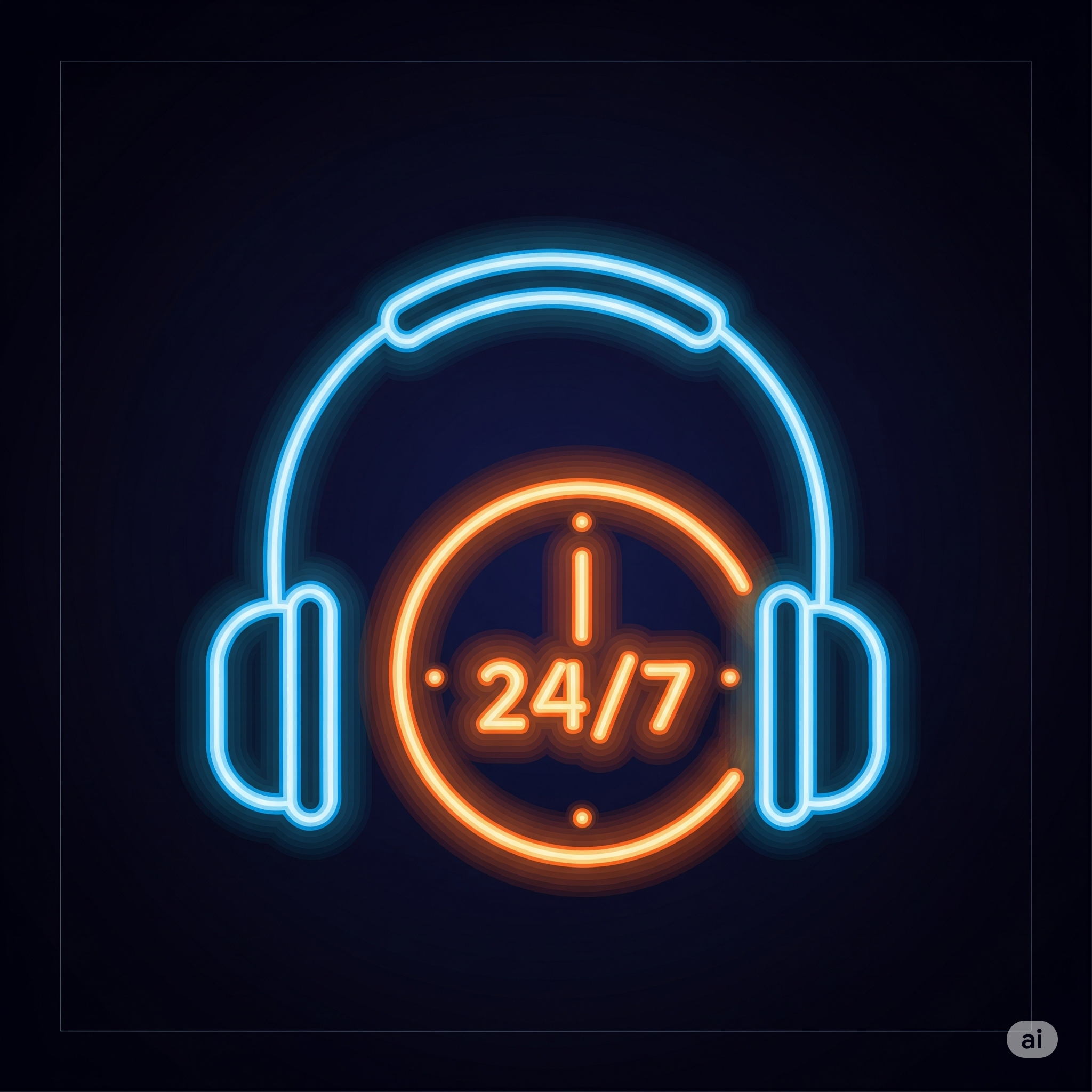 Icono de reloj 24/7 para Soporte